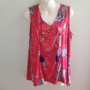 Red Floral Tank Top